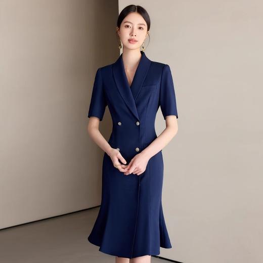 IWY/藏青色职业西装连衣裙女夏季气质修身鱼尾裙主持人演讲比赛正装25Q771 商品图2