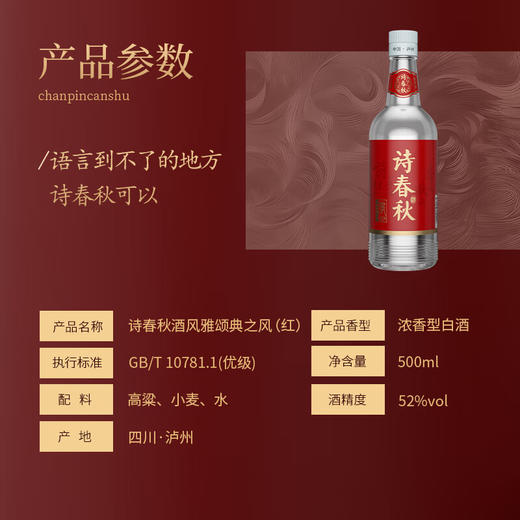 52度诗春秋风雅颂典之风（红）500ml*6整箱 商品图1