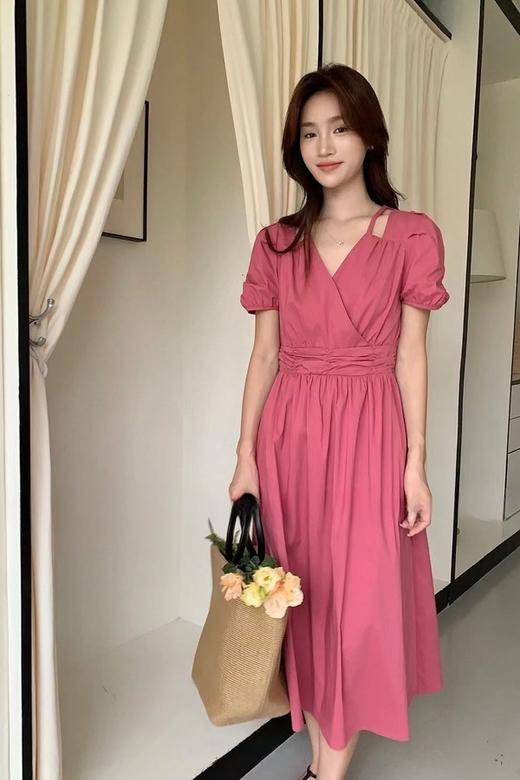 SUMMER & SAGE 玫红色法式茶歇连衣裙 20418 商品图4