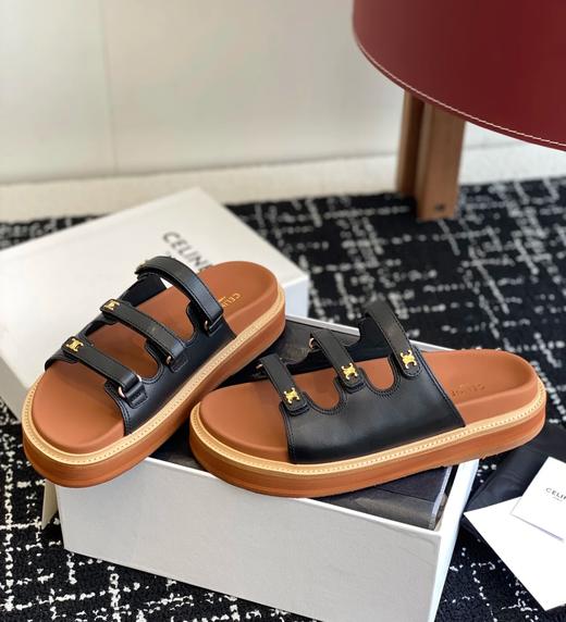 赛琳新款魔术贴细带小标显瘦鞋拖款纯皮凉鞋 商品图4