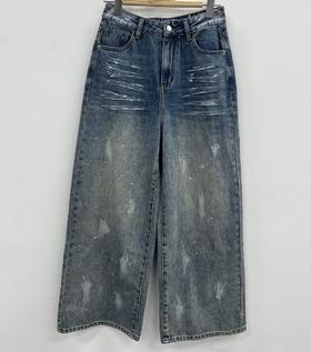 NC刷漆阔腿牛仔裤50409（蓝）夏季152540160321