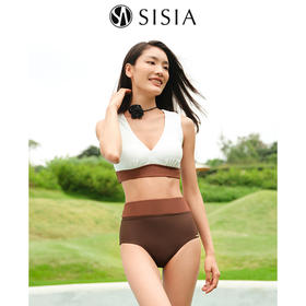 sisia分体泳衣泳裤女士海边度假三件套高腰显瘦遮肚新款温泉套装SWB24-01A