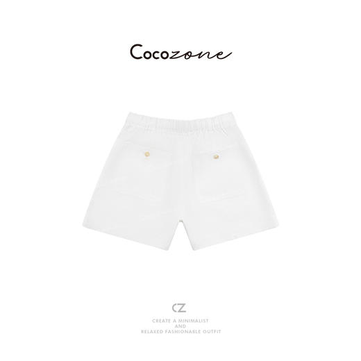 COCO ZONE 刘一一【100亚麻】简约纯色松紧抽绳短裤CD2A0850 商品图3