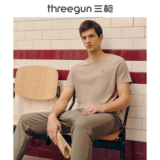 Threegun三枪 【浄呼吸】圆领男士短袖T恤-23457A211 商品图3