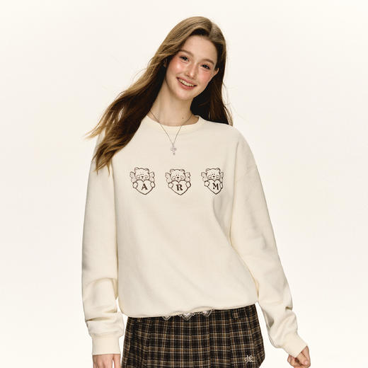 Ariseism 美式复古灰色印花宽松卫衣女春秋新款上衣 商品图2