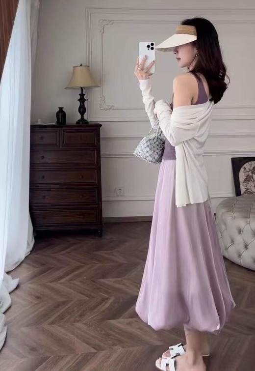 客供珠光缎流光熠熠淡淡粉紫色花苞半裙 商品图6