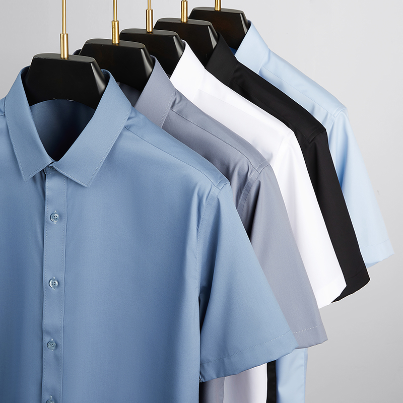 【竹纤维】【DDP】大依优型大码短袖衬衫夏装半袖衬衣胖子时尚休闲色百搭免烫上衣胖子男士