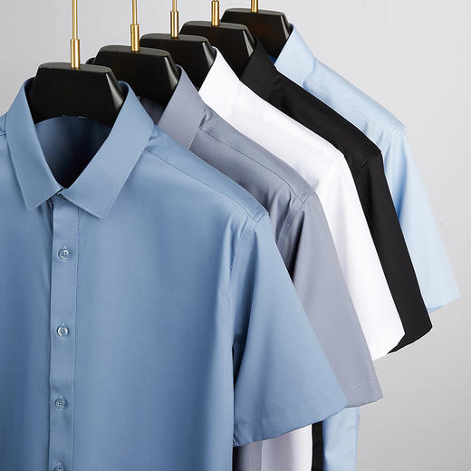 【竹纤维】【DDP】大依优型大码短袖衬衫夏装半袖衬衣胖子时尚休闲色百搭免烫上衣胖子男士 商品图0