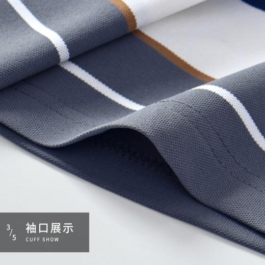 半身缘男装 夏季潮流时尚拼色间条纹爸爸装宽松短袖POLO衫252312M03912187 商品图5