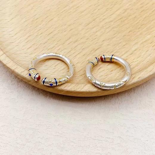 250819售罄下架|售完不补【敦煌瑞锦·卷草纹铜钱戒指】敦煌卷草纹吉言戒指 女实心描金雕刻银指环 国风礼物 商品图5