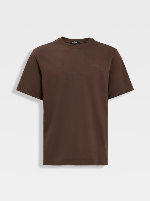callisto咖色优质棉混纺基础圆领短T 商品图0