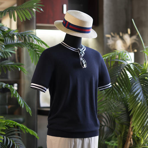 25新款 男士桑蚕丝/莱赛尔/棉 运动风POLO衫/圆领T恤   多色可选 商品图1