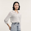 谜底条纹衬衫七分袖女2024夏季新品通勤风宽松拼接衬衣242MC0711 商品缩略图1