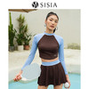 sisia2025新款泳衣女长袖防晒分体裙式运动泡温泉显瘦高级感泳衣SWT24-05A 商品缩略图0