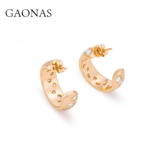 GAONAS 高纳仕耳饰 柏林热吻 时尚蜂巢金色耳环11420EGO 商品图2
