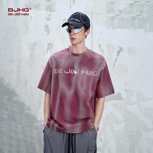 BJHG不计后果 美式休闲短袖t恤男夏2025新款复古斑驳潮流街头半袖 商品图1