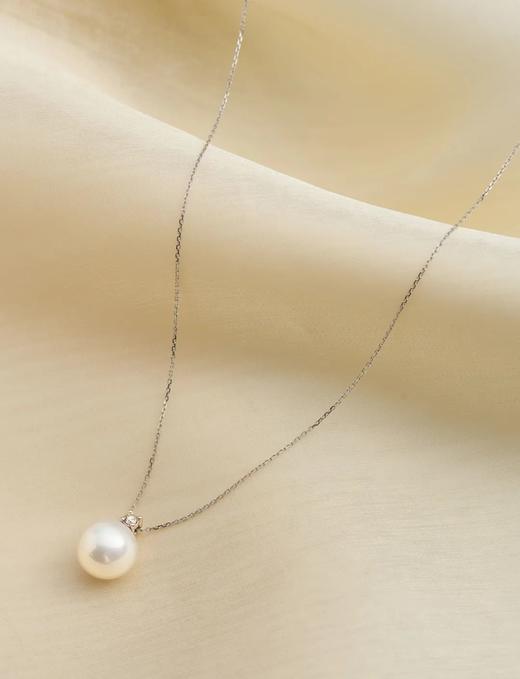 伽罗JALO 18K白金 9分天然钻石 11-12mm高等级淡水珍珠吊坠项链 商品图1