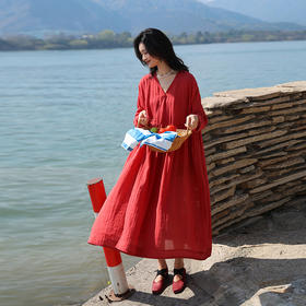 绽放旅行女装277朵/天丝苎麻两穿开衫连衣裙文艺百搭轻薄防晒舒适