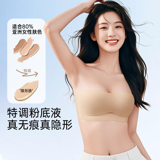 A3-【A-C杯】【无肩带内衣】润微女防滑小胸聚拢收副乳隐形无痕美背抹胸裹胸文胸罩  酥肩半露【小胸-半杯】 商品图6