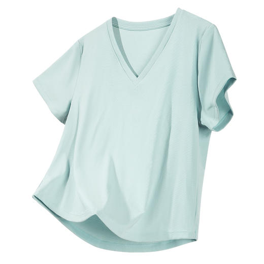 悠妍简约V领短袖T恤DX25529 莱赛尔天丝面料瑜伽服女运动上衣 商品图5