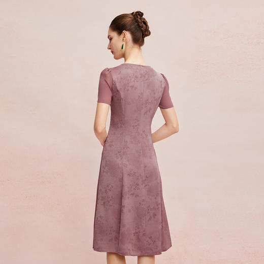 QF8B3斯尔丽25新款侧腰收褶显瘦水墨画优雅流苏精致飘逸连衣裙 商品图1