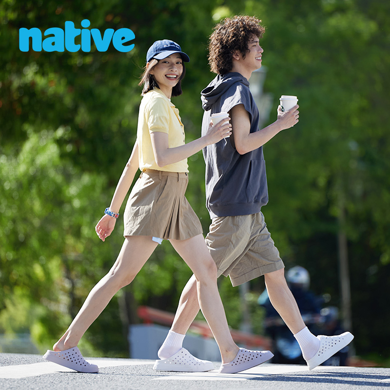EVA发泡工艺，Native 3.5cm厚底洞洞鞋半拖鞋
