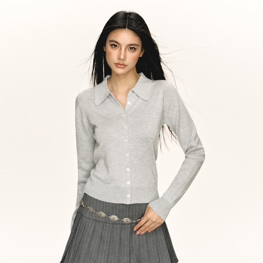 Ariseism 美式复古薄款翻领短款开衫女春季新款修身显瘦上衣 商品图3