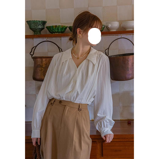 裁缝学苑AH07法式复古宽松尖领小V领灯笼袖衬衫纸样小衫样板 商品图4