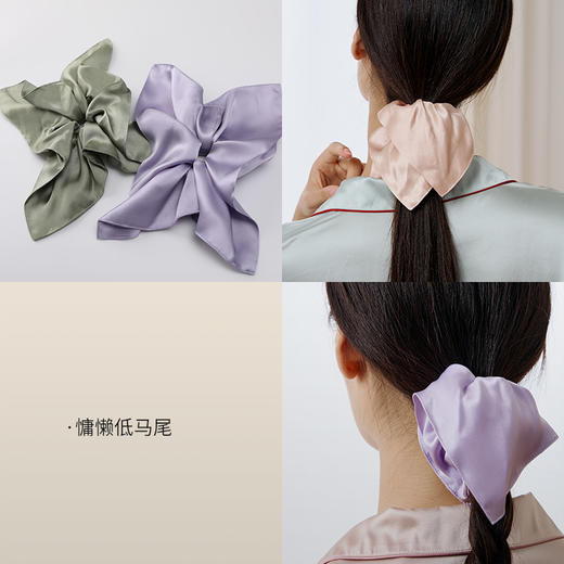 金三塔100%桑蚕丝新品真丝方形发圈女蚕丝养发护发法式不留痕发绳  JXQ309 商品图3
