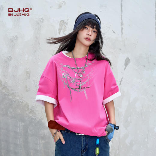 BJHG不计后果 美式短袖t恤男夏季2025新款潮牌针织复古情侣装半袖 商品图3