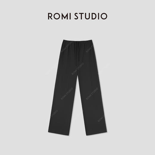ROMI STUDIO极简舒适经典黑色百搭抽绳直筒休闲裤RWBSXD1746 商品图0