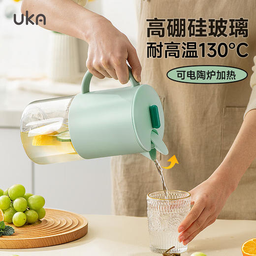 【6F】多样屋（TAYOHYA）UKA半包款玻璃壶冷水壶耐高温加厚防爆高硼硅玻璃杯家用果茶水壶 半包冷水壶 1500ml 商品图3