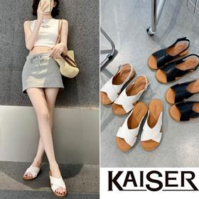 凯撒KAISER 软底软面牛皮交叉款凉鞋/拖鞋 软底软面 透气舒适不磨脚