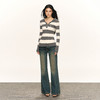 Ariseism 没事复古修身连帽条纹针织衫女春季新款上衣 商品缩略图3