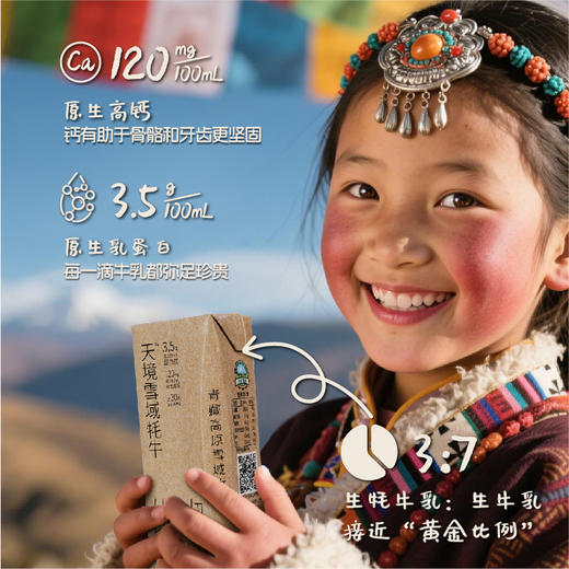 天境雪域祁连山牧场牦牛奶 青海祁连天境牧场营养早餐奶 200ml*3支 商品图3