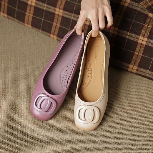 【预售5天】软底牛皮浅口单鞋女新款真皮不累脚豆豆鞋NX&S9397 商品图2