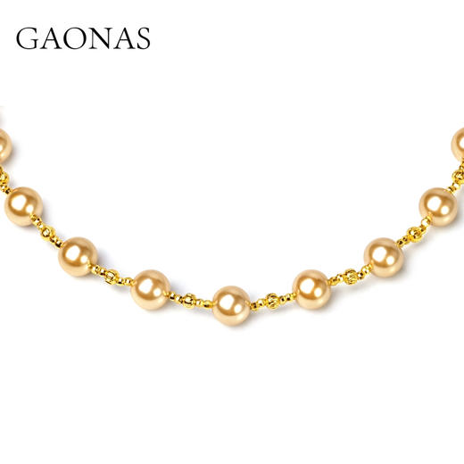 GAONAS仿珍珠项链 满天星 时尚10mm金色珠项链11448XGO 商品图2