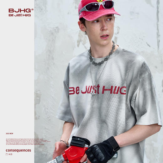 BJHG不计后果 美式休闲短袖t恤男夏2025新款复古斑驳潮流街头半袖 商品图2