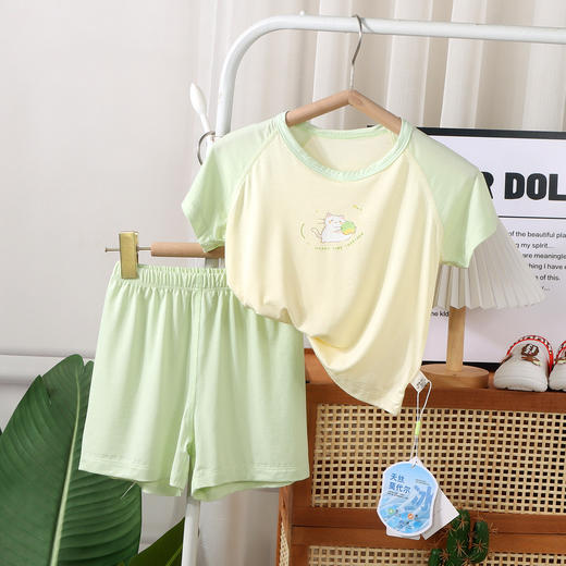 （两套5折）儿童男女款中小童A类无骨莫代尔短袖家居服套装 商品图7