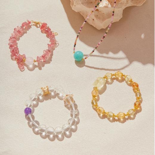 Manreya玛芮雅“粉雾信使”水晶手链丨草莓晶，粉晶，铜镀金 商品图2