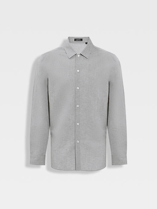 callisto水雾灰棉麻混纺夹克款亚麻休闲衬衫 商品图0