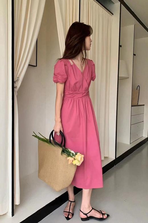 SUMMER & SAGE 玫红色法式茶歇连衣裙 20418 商品图5