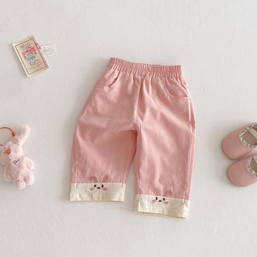 【时尚韩版拼接设计，清新刺绣点缀！】女童小兔直筒裤新款 夏季女宝宝韩版拼接刺绣裤子薄款 儿童休闲裤-QQ 商品图4