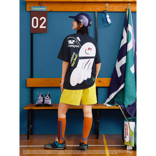 CryingCenterkumpoo薰风羽毛球联名系列笑脸羽毛球印花圆领短袖 速干凉感 商品图3