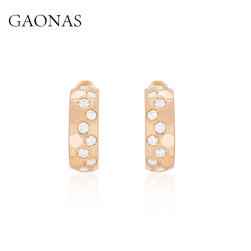 GAONAS 高纳仕耳饰 柏林热吻 时尚蜂巢金色耳环11420EGO