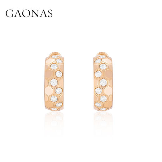GAONAS 高纳仕耳饰 柏林热吻 时尚蜂巢金色耳环11420EGO 商品图0