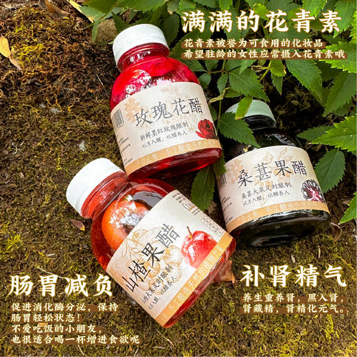 滇农氏 云南手工酿·花果醋礼盒装 玫瑰花醋/桑葚果醋/山楂果醋 252ml*9瓶 配料干净，传统手工酿制；严选云南高原可食用墨红鲜玫瑰，高原桑葚，泽州大山楂， 浓郁的花果香甜口感 商品图13