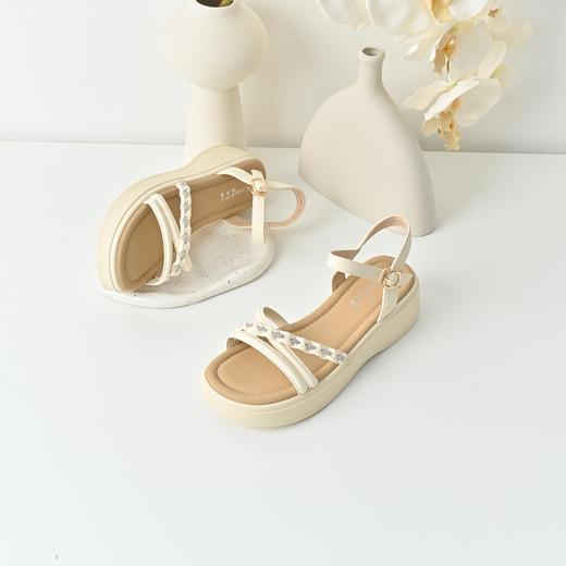 经典鲨2025夏季新品纯色百搭露趾厚底粗跟显腿长通勤凉鞋女KW55-529021 商品图2