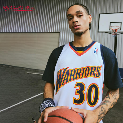 Mitchell&Ness 勇士队 库里 09-10赛季球衣 白色/蓝色 商品图2