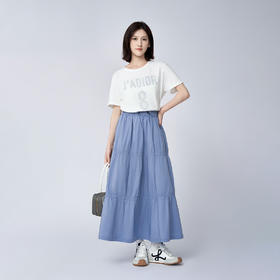 COCO ZONE 刘一一  简约纯色法式温柔风A字女半身裙CD1A0696